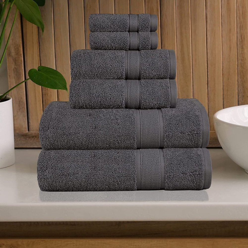 GREY - 8 Piece Cotton Bath Towel Set